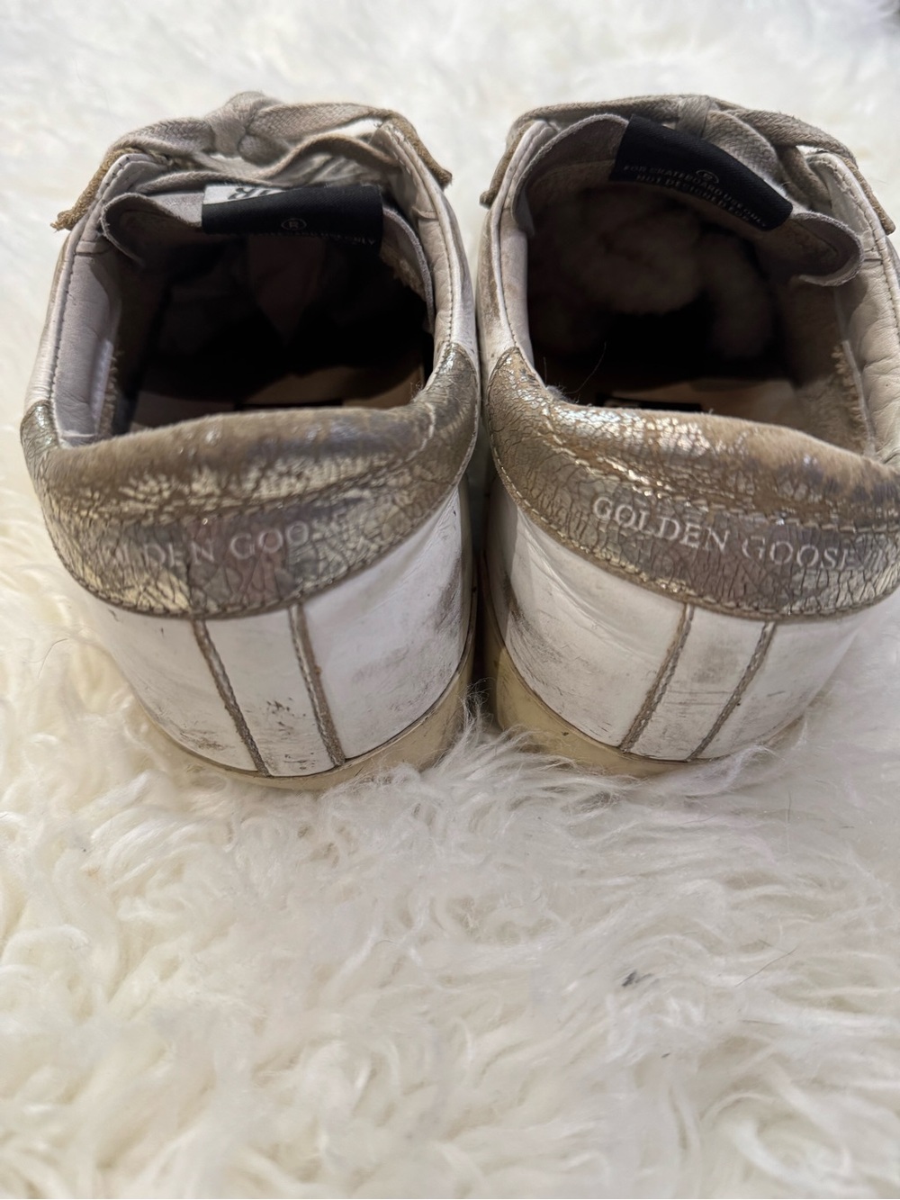 Golden Goose White Leather Sneakers with grey glitter Star euro size 37 - Picture 5 of 9